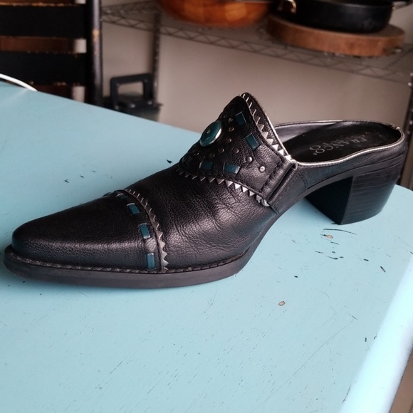 Franco Sarto Black Leather Mules - Picture 4 of 6